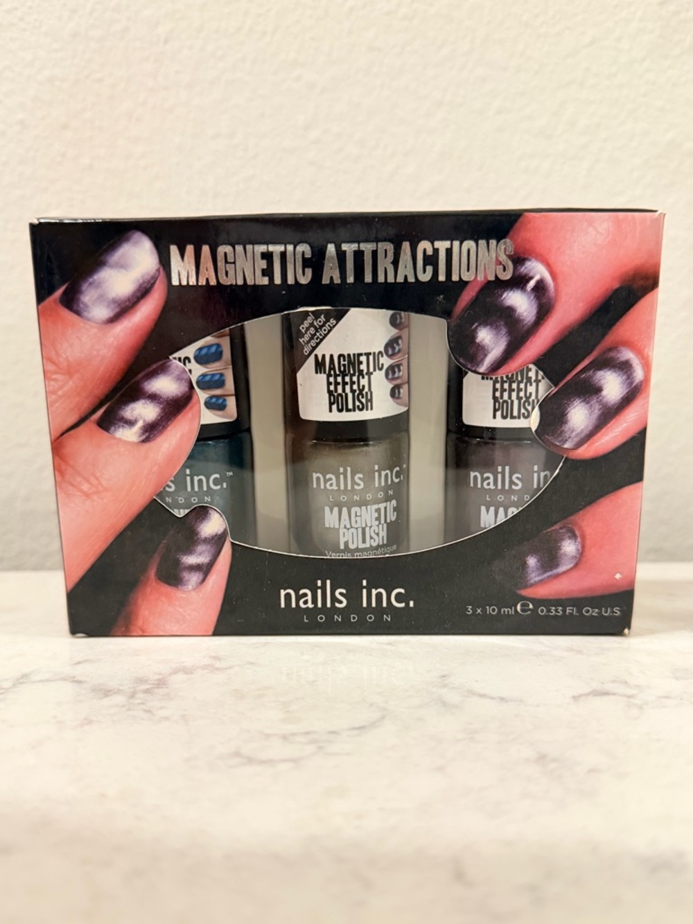 NEW Nails Inc Magnetic Attractions Nail Polish Set - purple teal grey metallic